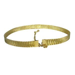 Gold Tone Textured Chain Belt Adjustable Chain Closure 25 inch Woven